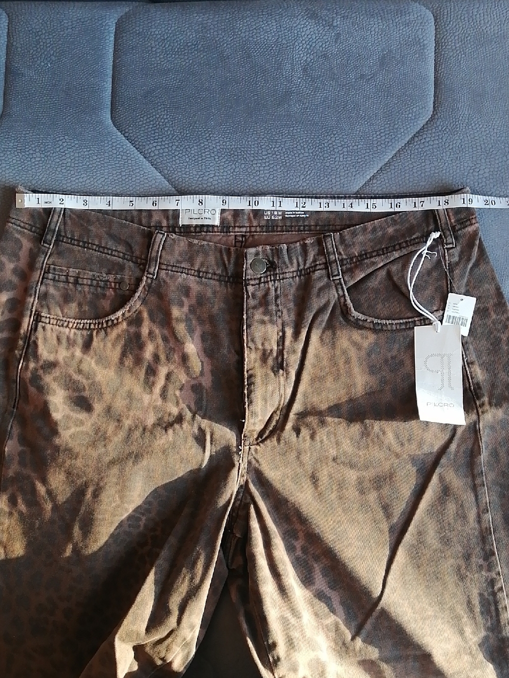 Anthropologie The Adi Brown Leopard Mid-Rise Wide-leg Flare Jeans by Pilcro S18W - Picture 4 of 13